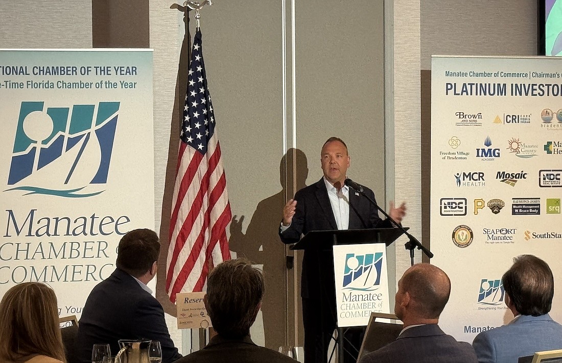 SRQ President and CEO Paul Hoback Jr. headlined the Manatee Chamber of Commerce luncheon on March 11 at Legacy Hotel at IMG Academy in Bradenton.