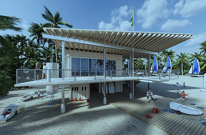 A rendering of the new offices, storage and classroom space for Sarasota Youth Sailing on City Island.