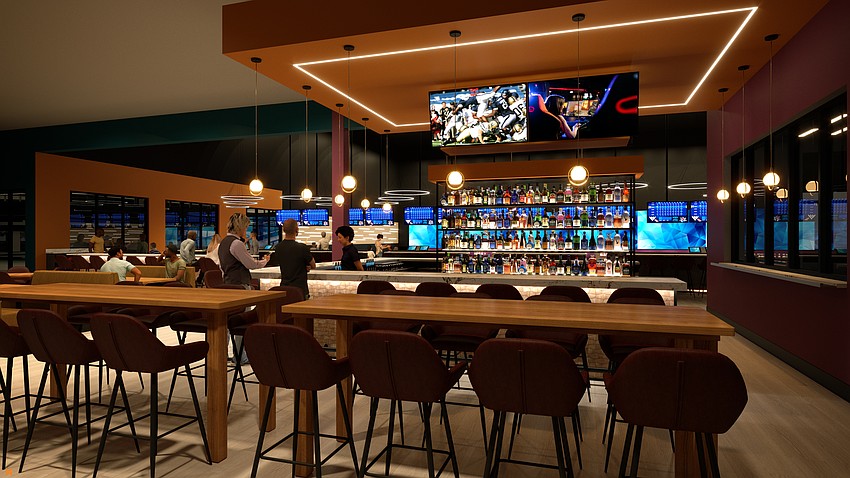 This rendering shows one of two bars that are included in the plans for the SkyTrack Family Entertainment Center.