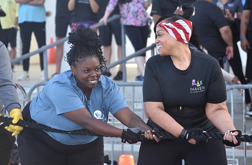 Bradenton's Tonikia Poag and Janelle Bronaugh, who both work at The Haven, are two of the members of team Haven Crew, who placed third with a time of 11.56 seconds.