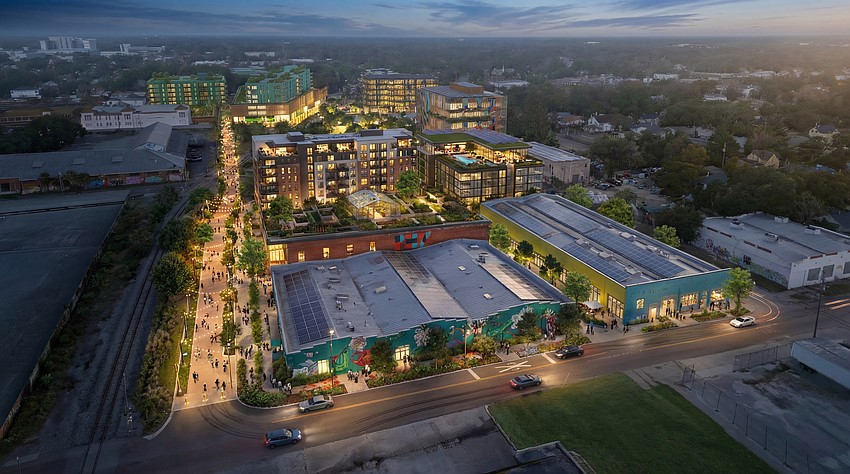 An aerial rendering of the Phoenix Arts & Innovation District, where developers plan to invest $500 million in adaptive reuse projects and new construction. An aerial rendering of the Phoenix Arts & Innovation District, where developers plan to invest $500 million in adaptive reuse projects and new construction.