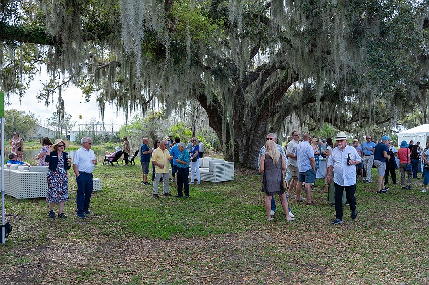 The guests enjoy the scenery before lunch.