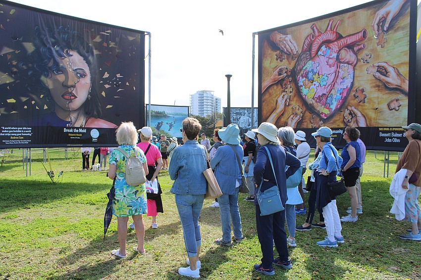 At each stop, the group paused for 30 seconds of silent reflection before offering interpretations of the artworks.