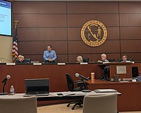The Longboat Key Planning and Zoning Board at a November meeting. Nick Gladding, third from the right, is stepping down as he prepares to take his oath of office for Town Commission on March 23.
