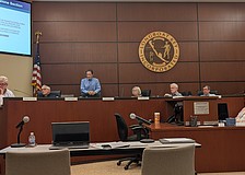The Longboat Key Planning and Zoning Board at a November meeting. Nick Gladding, third from the right, is stepping down as he prepares to take his oath of office for Town Commission on March 23.