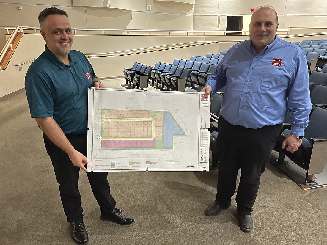 Leandro Klaes and Abdul Alkadry gave a presentation on the rezoning proposal for a 20.98-acre parcel to build 51 single-family homes.