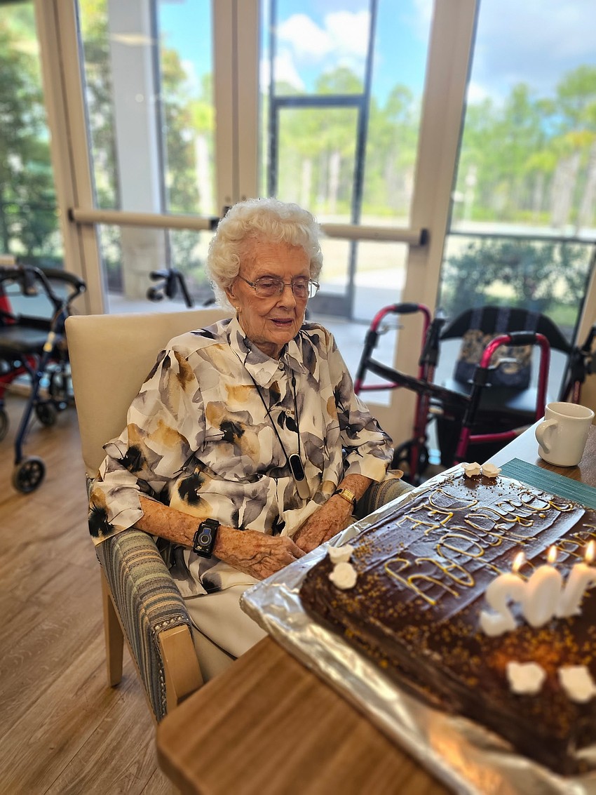 Dorothy “Dee” Hardeman celebrates her 102nd birthday on March 8. The culinary director at Paradise Pointe Assisted Living & Memory Care surprised her during lunch with her favorite dessert — a homemade chocolate birthday cake. Courtesy photo