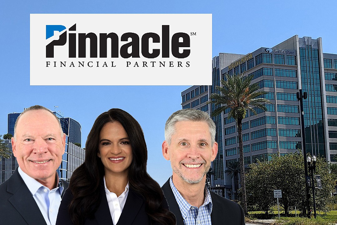 Pinnacle Financial Partners announced March 19 it had added eight professionals to its Jacksonville operation, including, left to right, Curt Cunkle, Emily Dawkins and Kevin Cannon.