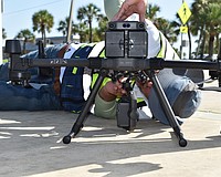 Manatee County staffers flew DJI drones in 2021 to help the town of Longboat Key monitor red tide blooms in the gulf.