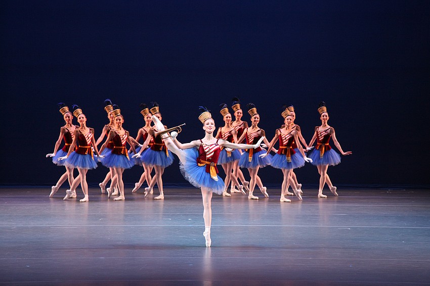 Katelyn May holds a trumpet in Sarasota Ballet's 
