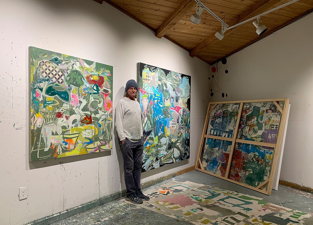 When he's not painting, artist Tom Stephens makes fishing rods.