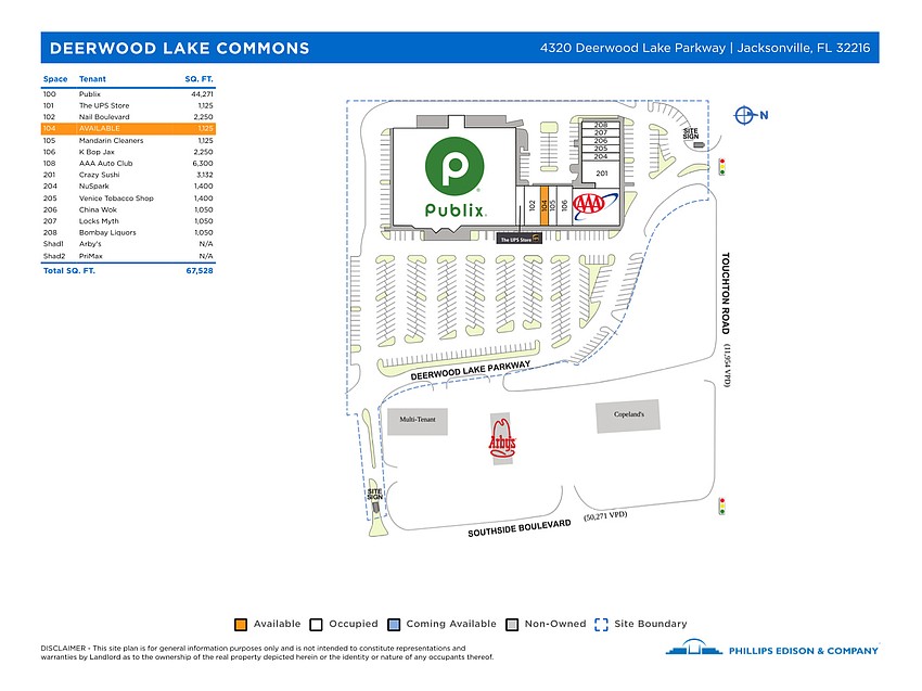 Publix anchors Deerwood Lake Commons at 4320 Deerwood Lake Parkway near Tinseltown.