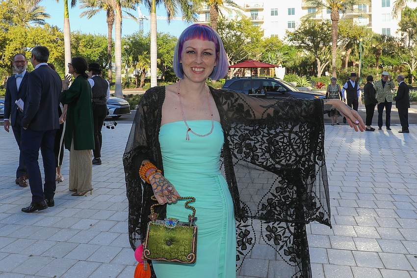 Megan Howell and her adorable Mary Francis handbag are a perfect fit for a Beaux Arts Ball.
