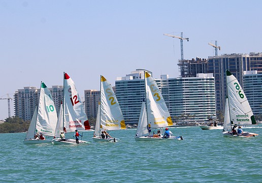 Five youth sailing teams raced against one another in the first Next Tack regatta on March 21 at the Sarasota Sailing Squadron headquarters. The program is a more advanced offshoot of the partnership between Spectrum Sailing and the Sarasota Youth Sailing Squadron that fosters inclusive, peer-based sailing instruction.