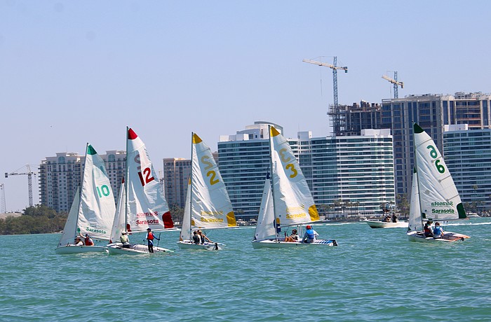 Five youth sailing teams raced against one another in the first Next Tack regatta on March 21 at the Sarasota Sailing Squadron headquarters. The program is a more advanced offshoot of the partnership between Spectrum Sailing and the Sarasota Youth Sailing Squadron that fosters inclusive, peer-based sailing instruction.