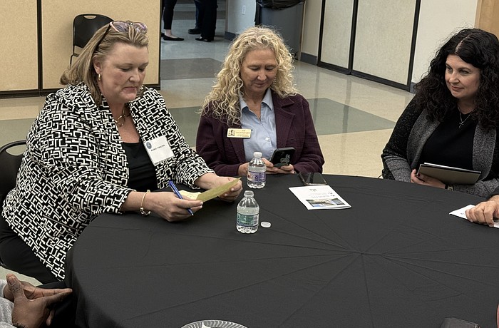 Karie Friling (left) was the City Commission's choice for the next city manager following a two-day interview process with five candidates that included a community roundtable session.