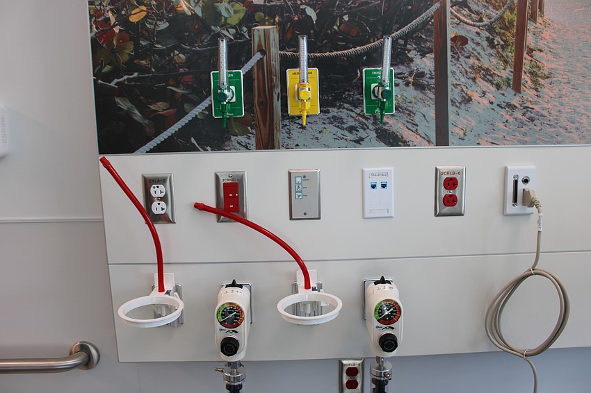 Each patient room in the new tower at Lakewood Ranch Medical Center includes all the technology that an intensive care room would have in it.