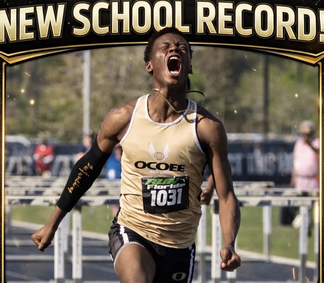 Jaiden Manning broke Ocoee's 110-meter hurdles record with a time of 13.83.