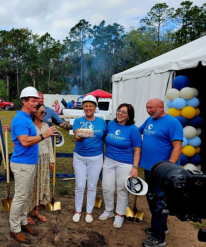 Lifecoast Church founder Mike Wehde,lead pastor Brian Kingsley and his wife Jeannette, founder Holly Wehde, Stacy and Jeff Barksdale, pastor, celebrate the church's 20th anniversary. Photo courtesy of the Flagler County Sheriff's Office/Facebook