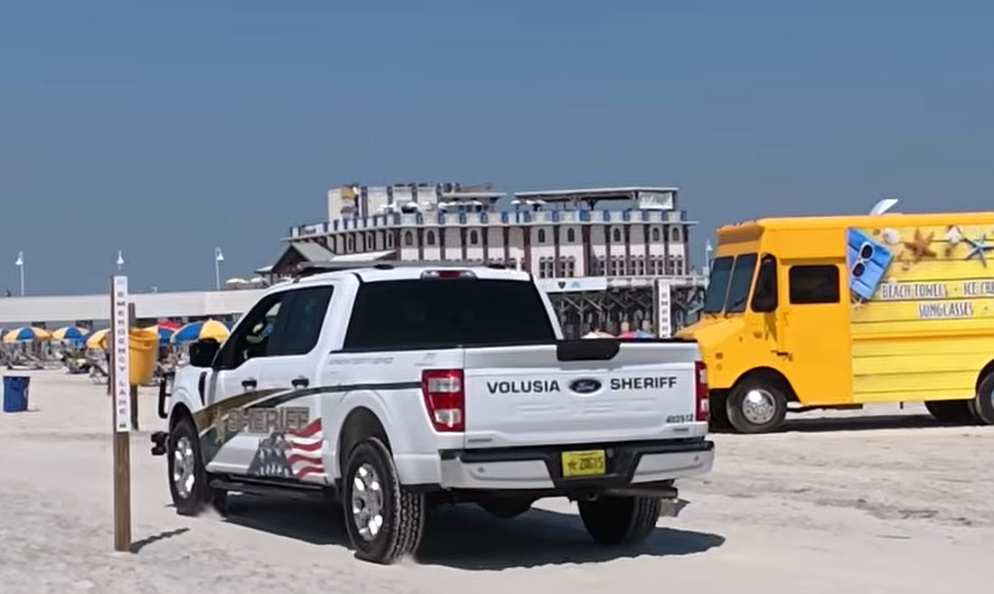 A Volusia Sheriff's Office vehicle patrols Daytona Beach. Courtesy of VSO