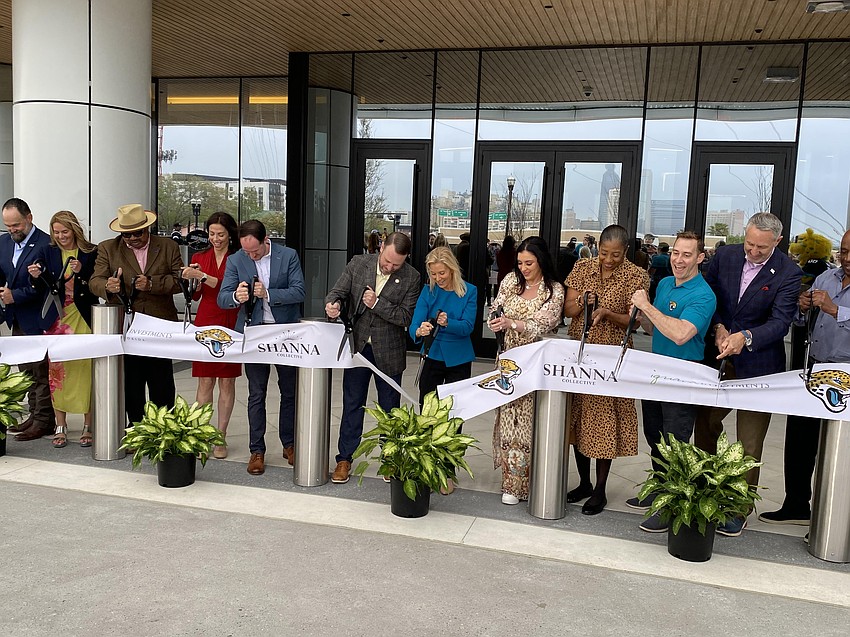 Attendees at a March 25 ceremonial opening of the Jacksonville Jaguars' new headquarters, One Tower Court, included Mayor Donna Deegan, Jacksonville City Council President Kevin Carrico and Council members Ken Amaro, Joe Carlucci, Chris Miller, Tyrona Clark-Murray and Jimmy Peluso.