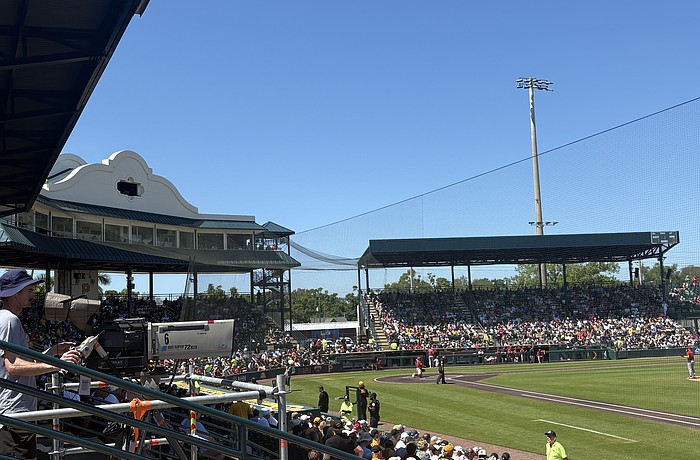 The view of the field at LECOM Park from the Section 16 grandstand. Opened in 1923, it's the oldest ballpark in the Grapefruit League and second-oldest in the minor leagues.