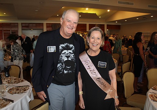 Together, John and Shannon Barton make the "Roaring '20s" at the Great Gatsby-themed annual dinner for members of the Friars Club. Attendees shared their favorite memories from the season and gave out awards at the March 24 celebration at the Harbourside Ballroom.