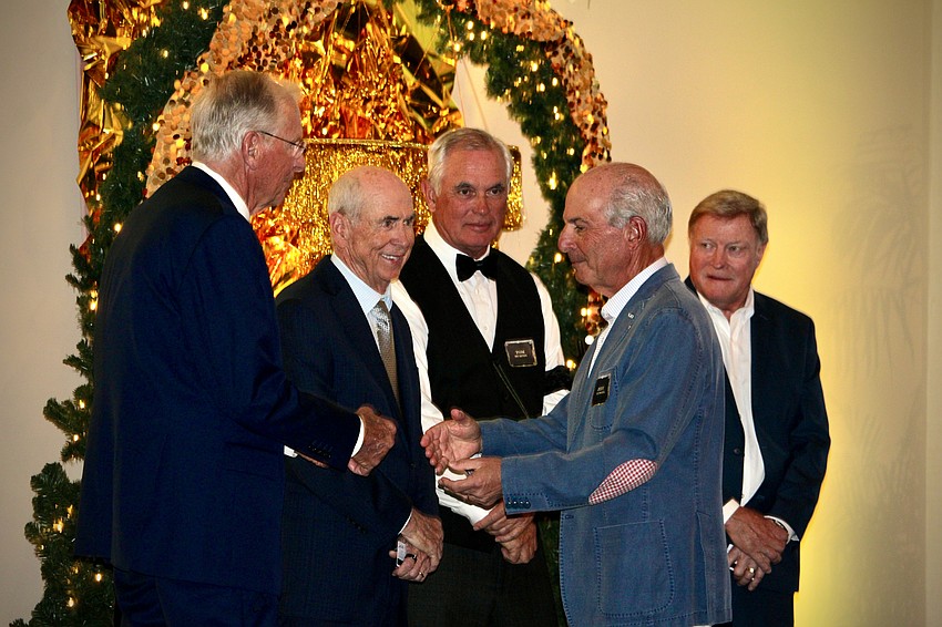Jeff Lenobel takes a moment to thank Chuck Eldridge, Dave Gallagher, Tom Murphy and Bill Calpin for the countless hours they put into organizing the Friars Club's golf games.