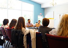 Manatee County Commission Chair Tal Siddique speaks with community group Longboat North at Longboat Island Chapel Thursday, March 19.