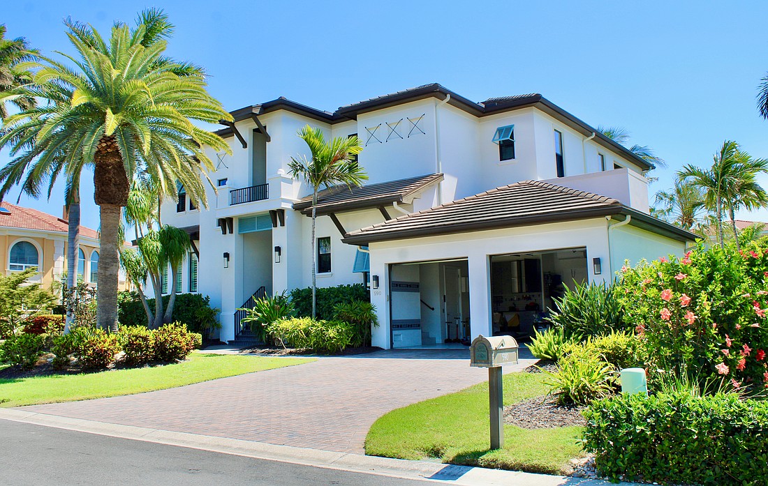 The home at 590 Birdie Lane sold for $5.5 million. Built in 2017, it has four bedrooms, four-and-a-half baths, a pool and 4,297 square feet of living area.
