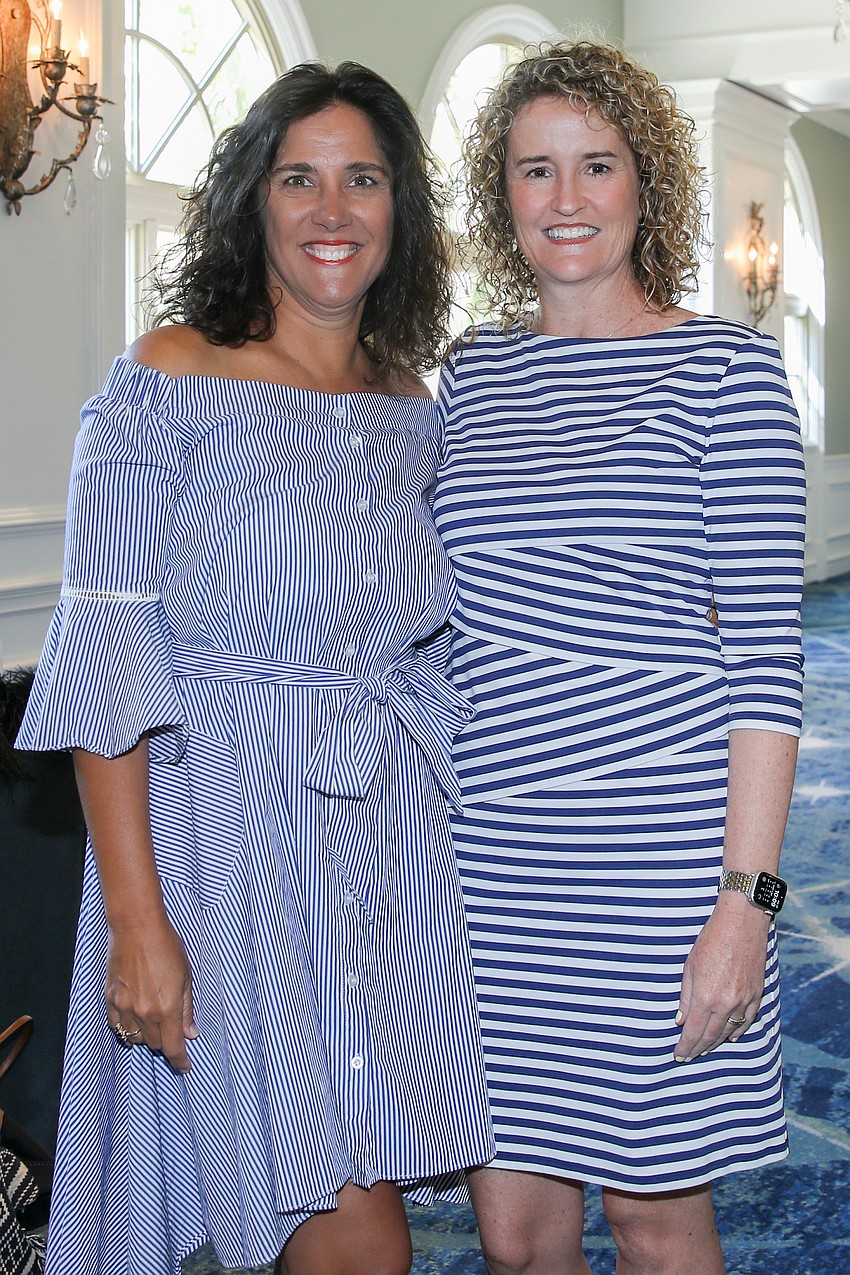 Stripes for the win with Angie Holahan and Jennifer Reichart.