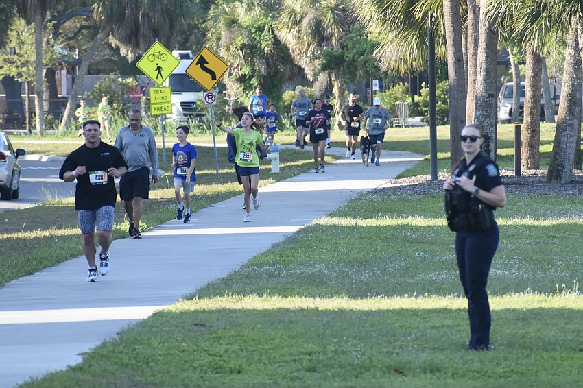 Runners make their way along the course.