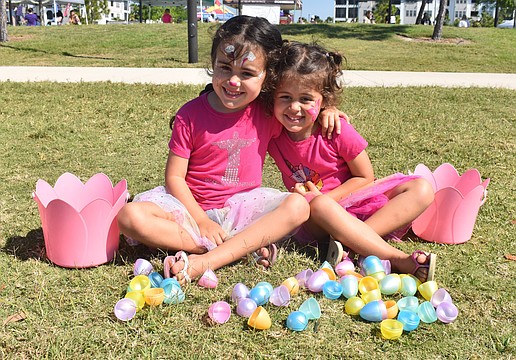 Lakewood Ranch sisters Jade Lowrey, 5, and Hazel Lowrey, 3, had fun collecting eggs and getting their faces painted at Eggstravaganza.