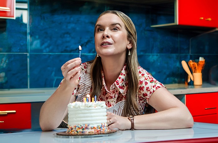 Rachel Moulton stars in Florida Studio Theatre's time-travel tale, "Birthday Candles," which runs through May 17 at FST's Gompertz Theatre.