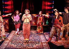 From left to right, Maya Carpentiere, Amanda Gonzalez, Christiana Allison, Grayson Buchanan, Sheila Wallis and Ryan Duga star in Florida Studio Theatre's children's production, "The Pirate Ship and the Sea Monster and Other Winning Plays."