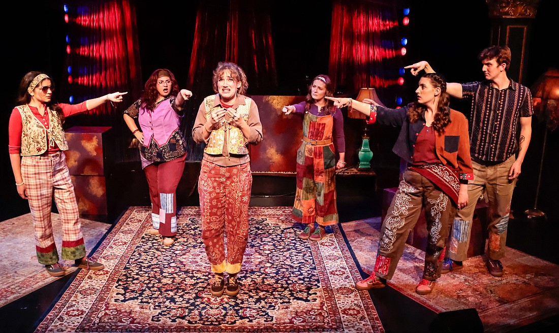 From left to right, Maya Carpentiere, Amanda Gonzalez, Christiana Allison, Grayson Buchanan, Sheila Wallis and Ryan Duga star in Florida Studio Theatre's children's production, "The Pirate Ship and the Sea Monster and Other Winning Plays."