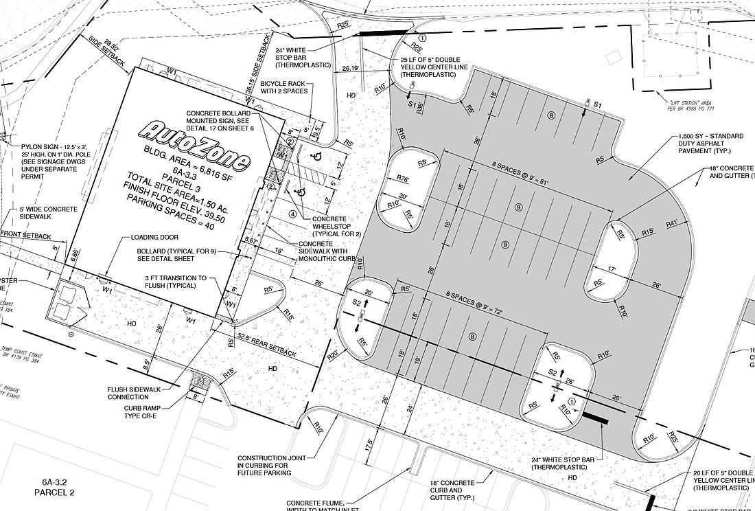 AutoZone Auto Parts plans a 6,816-square-foot store in the Beachwalk master-planned community, about 2 miles east of Interstate 95.