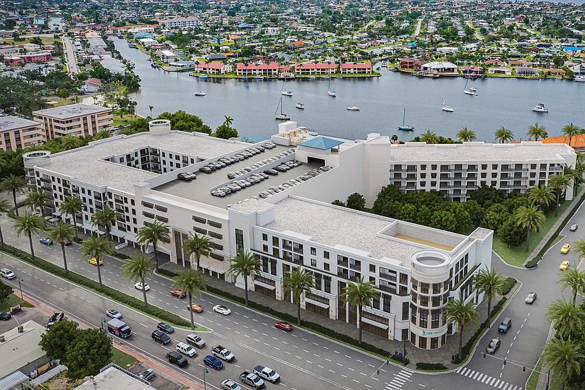 Bimini Square is a multi-story, mixed use building with medical offices, restaurants, apartments and other amenities.