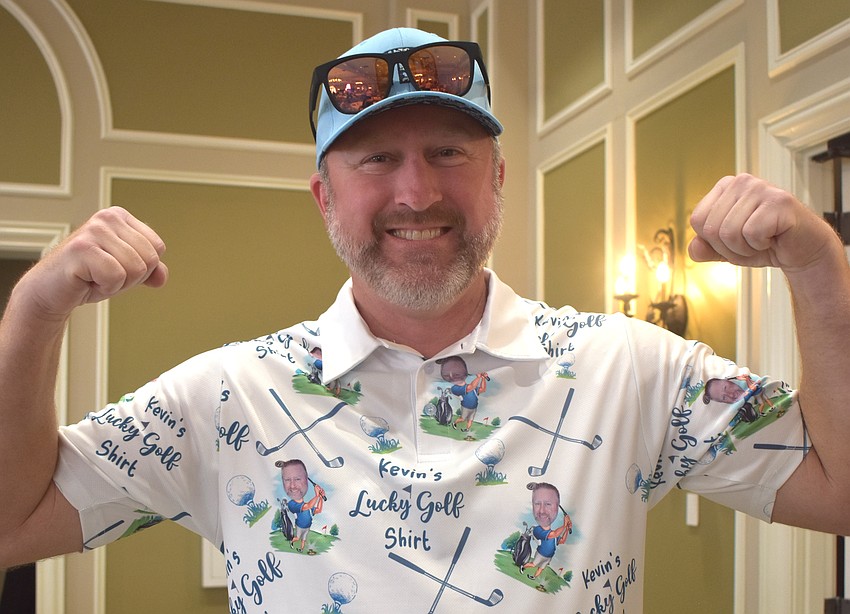 Kevin Cox of Gulf Tech is ready to take on the Ranch Scramble golfl tournament in his lucky golf shirt.