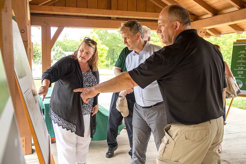 Newly named Sarasota City Manager Karie Frilig discusses the site plan for the new DuPage Wildlife Conservation Center in her current role as executive director of the Forest Preserve District of DuPage County, Illinois.