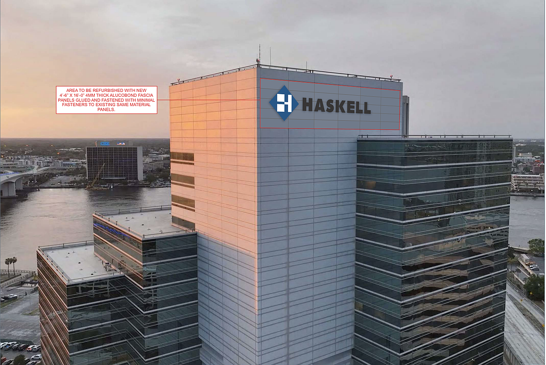Haskell plans to remove two signs advertising the previous main tenant of 701 San Marco, The Prudential Insurance Co. of America, and put Haskell signs in the same places.