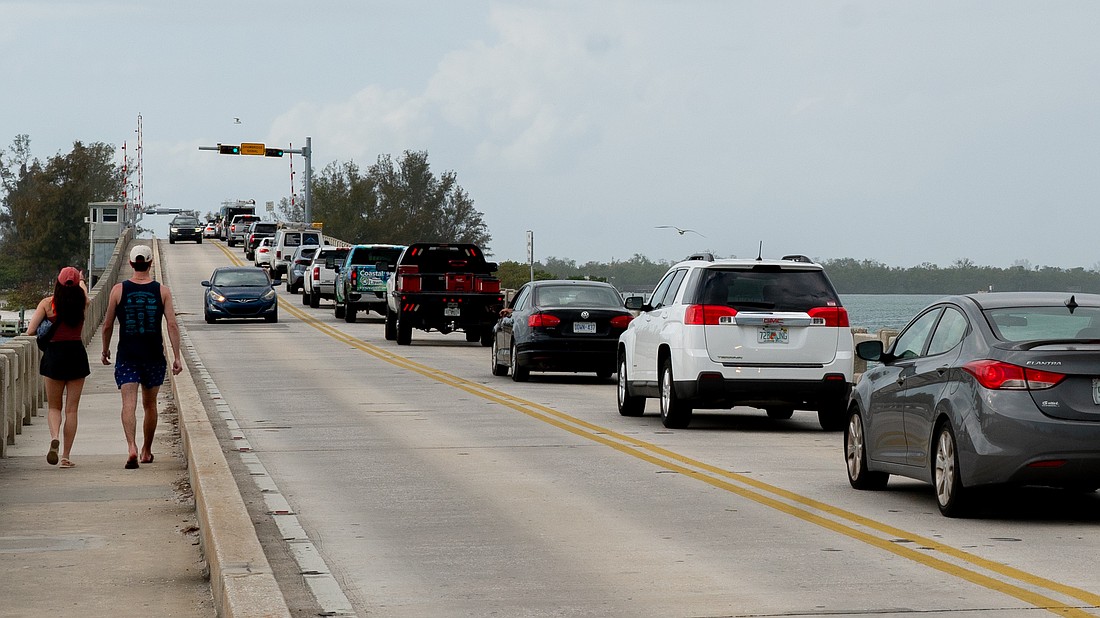 Traffic headed north off Longboat Key often backs up onto the Longboat Pass Bridge as Anna Maria Island has become a congestion hotspot on the barrier islands.
