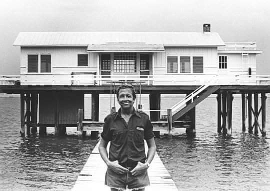 American artist Robert Rauschenberg in 1979 in front of the Fish House, one of the buildings on his Captiva property that just sold to South Seas.
