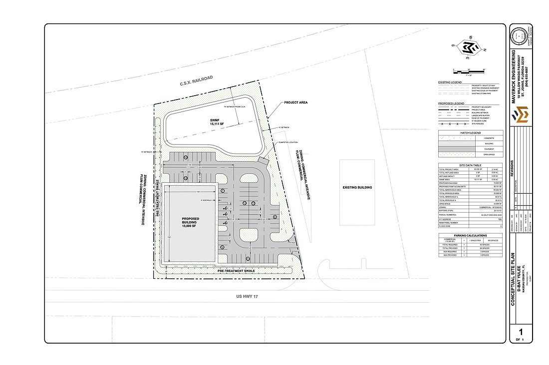D-BAT Baseball & Softball Academies is exploring a 15,000 square foot location at a site off U.S. 17 in Yulee in Nassau County, according to a JEA service availability request made March 25, 2026.