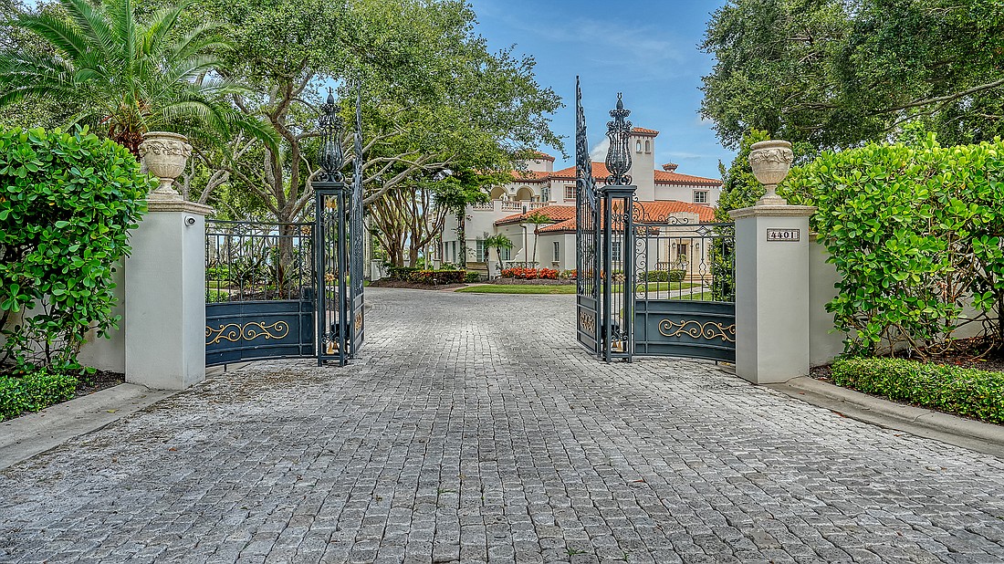 The home at 4423 Bay Shore Road was built in 1938 and has five bedrooms, five-and-five-half baths, a pool and 7,615 square feet of living area.