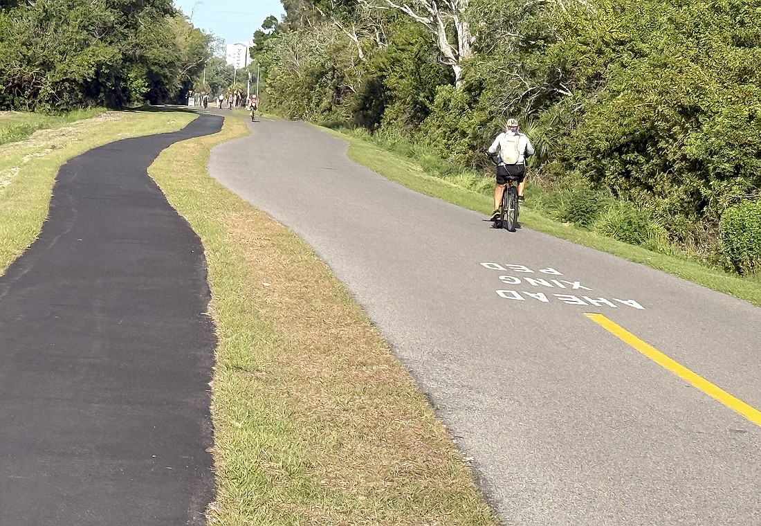 Sarasota County has opened a 1.5-mile stretch of newly bifurcated Legacy Trail, separating bicyclists and other wheeled conveyances from walkers and runners.