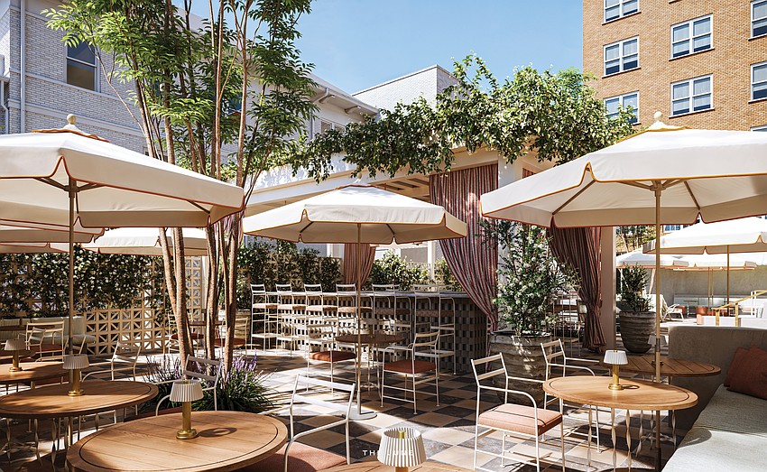 A rendering of The Cafe at The June members-only club. The club is being built-out in the Federal Reserve Building at 424 N. Hogan St. A rendering of The Cafe at The June members-only club. The club is being built-out in the Federal Reserve Building at 424 N. Hogan St.
