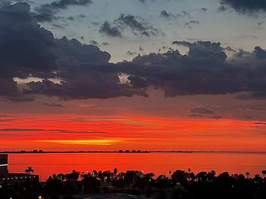 Geraldine Fabrikant snapped this stunning sunset over Sarasota Bay.