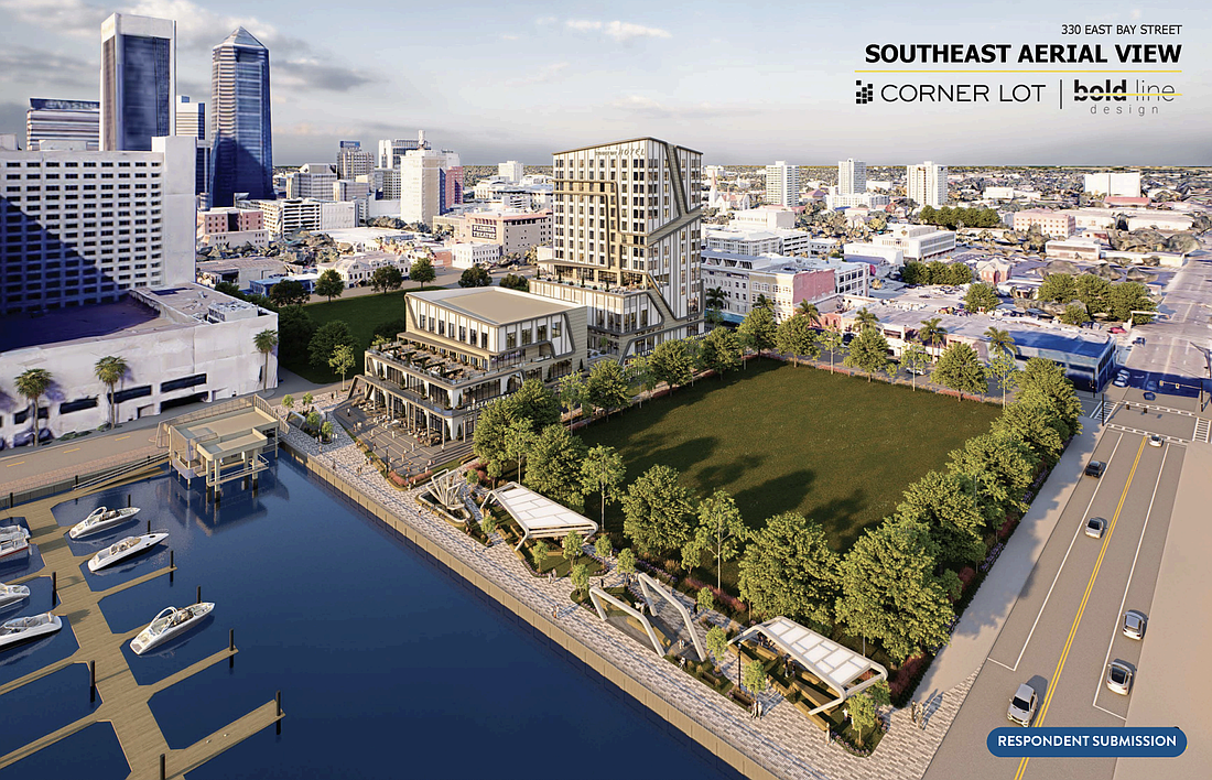 The Downtown Investment Authority issued a notice of disposition in February for city owned property at 330 E. Bay St. on the Northbank. Disposition is the process in which the city transfers city owned property for private development. A partnership led by Jacksonville-based Corner Lot submitted the only response to the notice, a $160 million mixed-use development.
