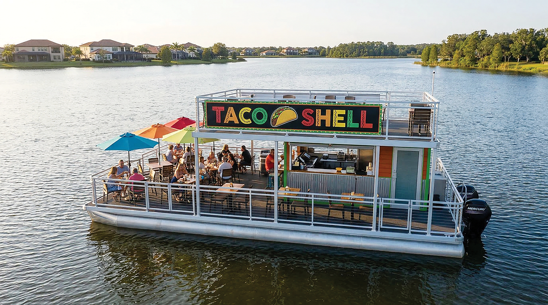 The Taco Shell fast-food chain will be the first such res­taur­ant at Water­side Place, although this one will be sail­ing on King­fisher Lake.